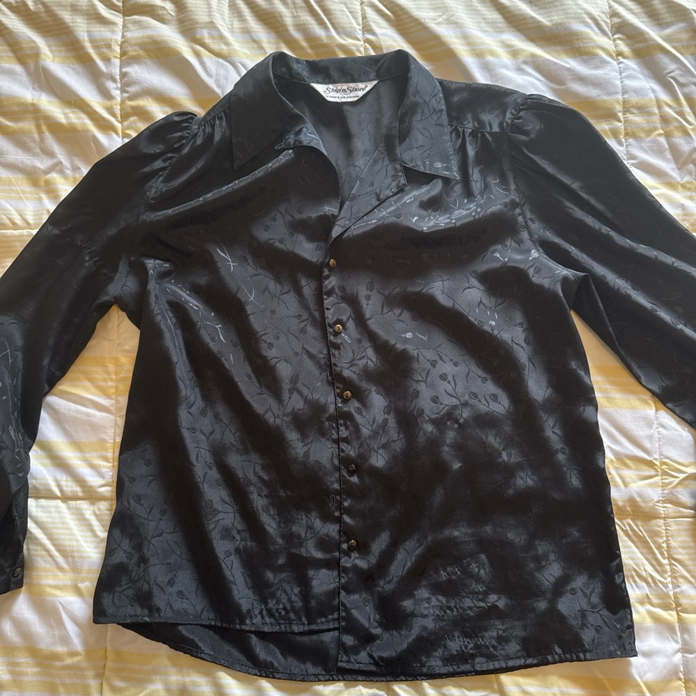 Elegant Floral Satin Blouse - Gray